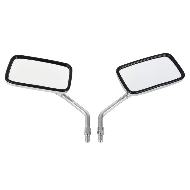 Rawsomes 10 mm Bolt Chrome Motorcycle Universal Handlebar Rear view Side Mirrors Compatible with Harley Kawasaki Suzuki Aprilia Street Bike Cruiser Scooter Mirror SIZE: 125mm X 70mm (Chrome Silver) - Image 4